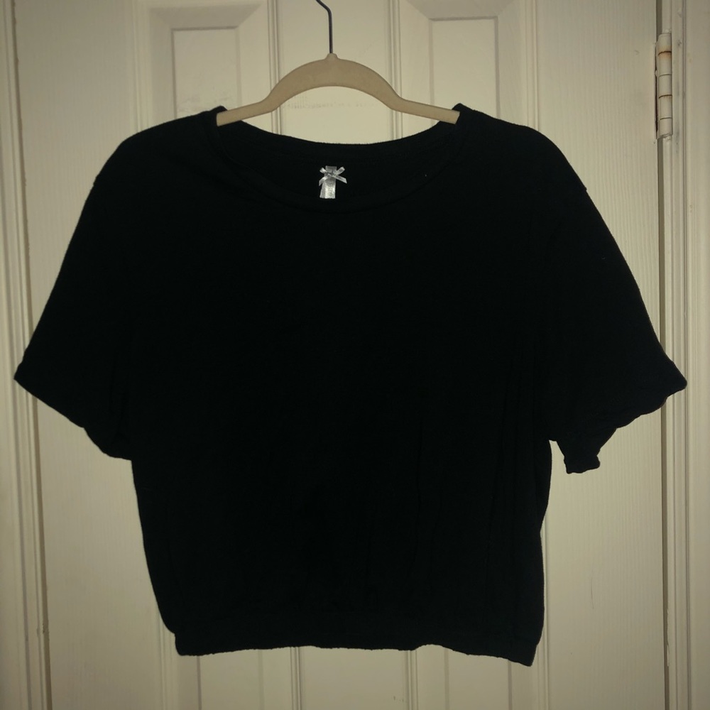 Jet Black Semi Crop Top